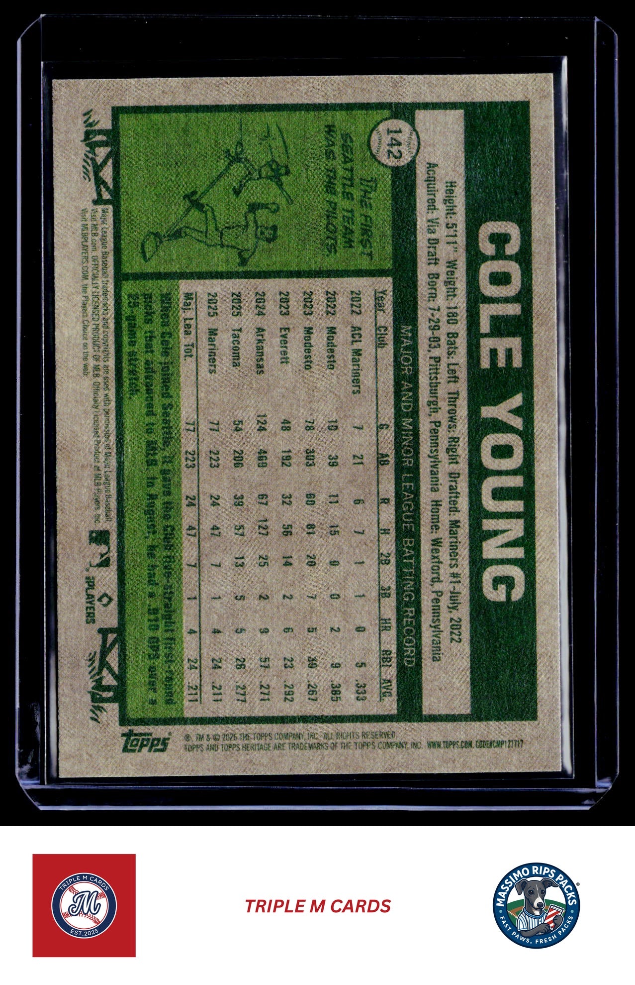 2026 Topps Heritage #142 Cole Young