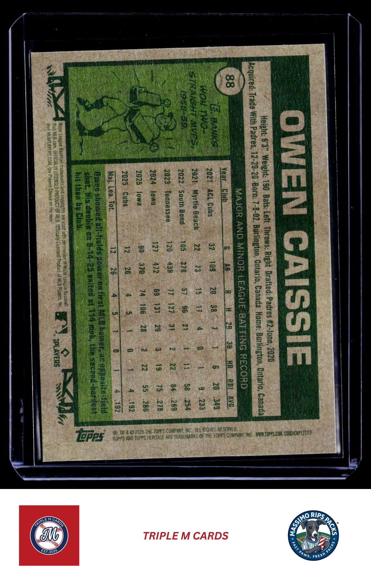 2026 Topps Heritage #88 Owen Caissie