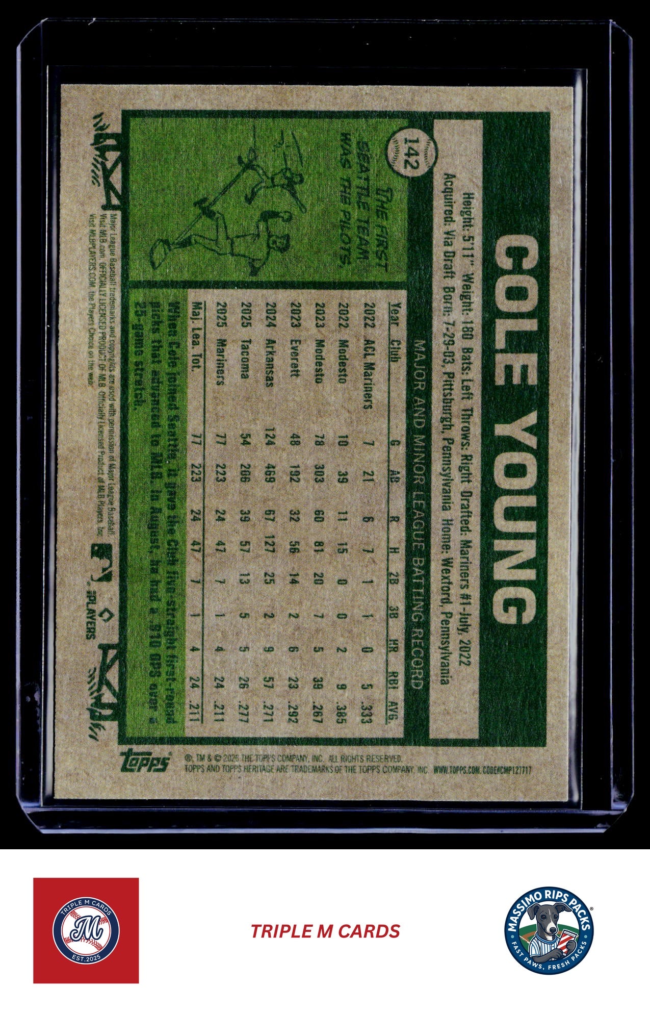 2026 Topps Heritage #142 Cole Young
