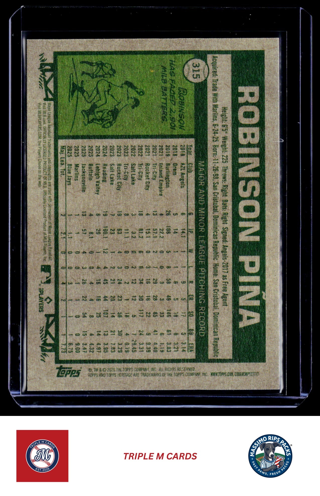 2026 Topps Heritage #315 Robinson Pina
