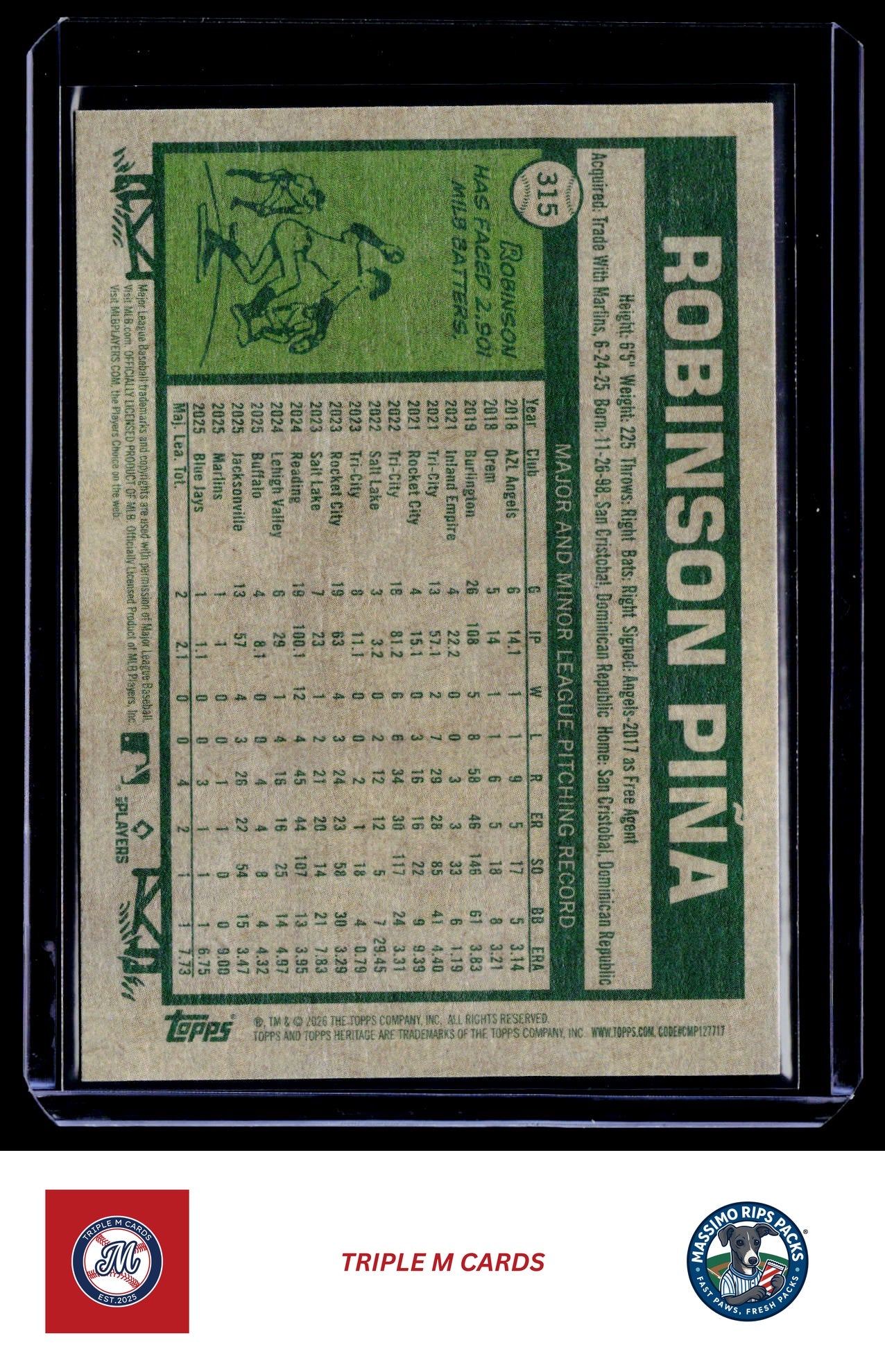 2026 Topps Heritage #315 Robinson Pina