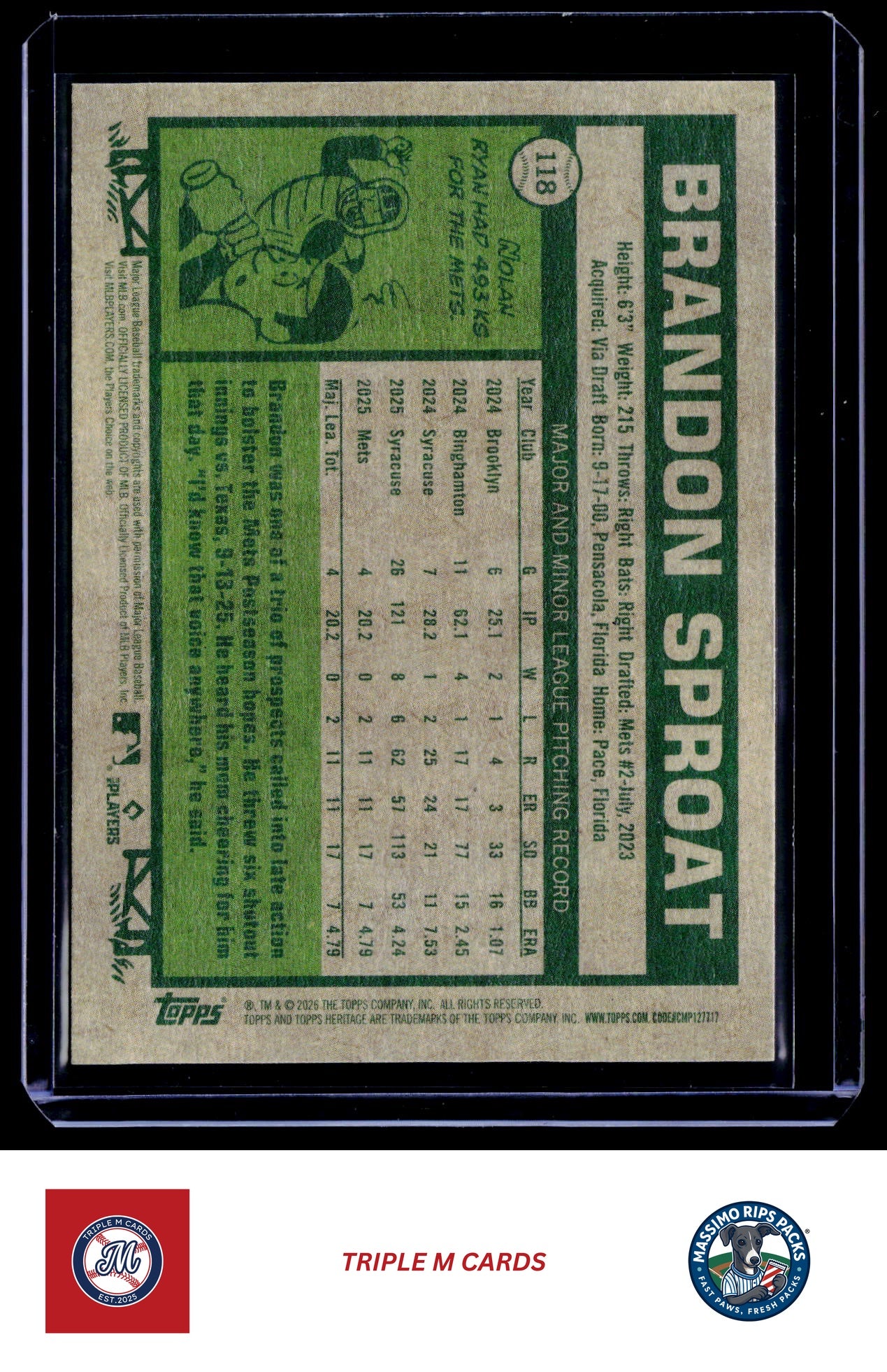 2026 Topps Heritage #118 Brandon Sproat