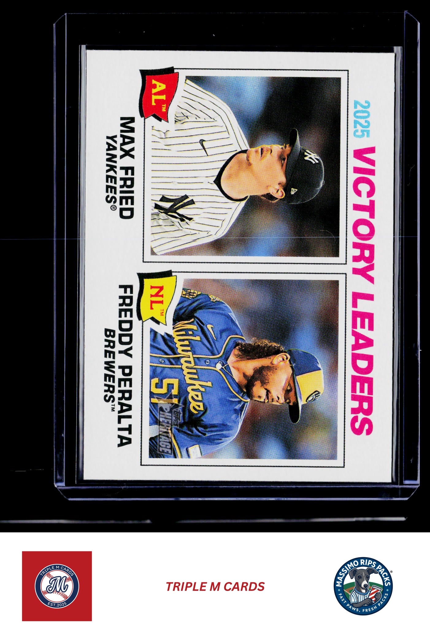 2026 Topps Heritage #5 2025 Victory Leaders (Max Fried / Freddy Peralta)