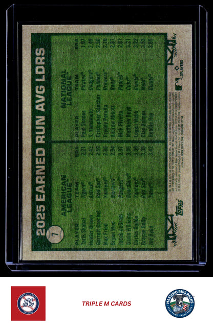 2026 Topps Heritage #7 2025 ERA Leaders (Tarik Skubal / Paul Skenes)