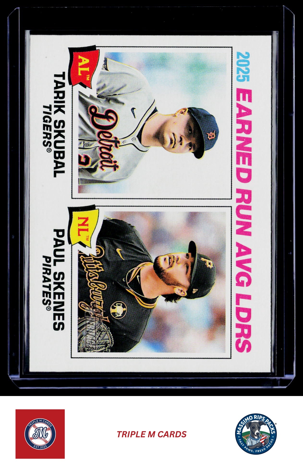 2026 Topps Heritage #7 2025 ERA Leaders (Tarik Skubal / Paul Skenes)