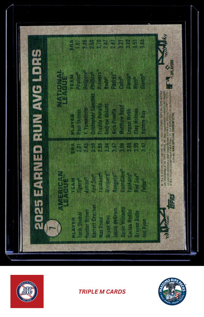 2026 Topps Heritage #7 2025 ERA Leaders (Tarik Skubal / Paul Skenes)