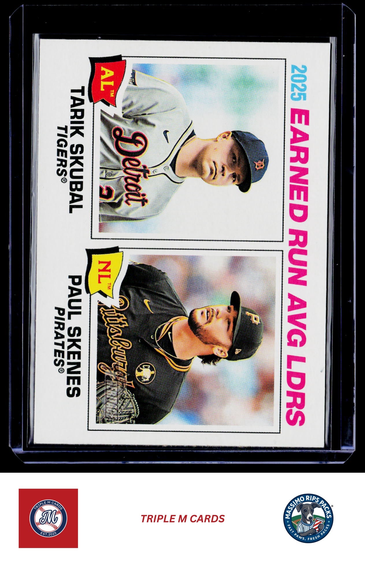 2026 Topps Heritage #7 2025 ERA Leaders (Tarik Skubal / Paul Skenes)