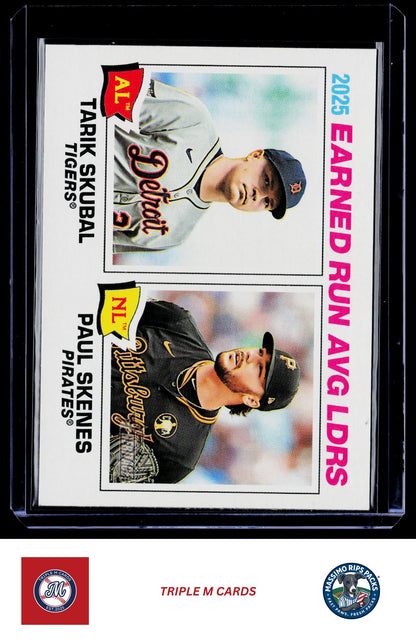 2026 Topps Heritage #7 2025 ERA Leaders (Tarik Skubal / Paul Skenes)