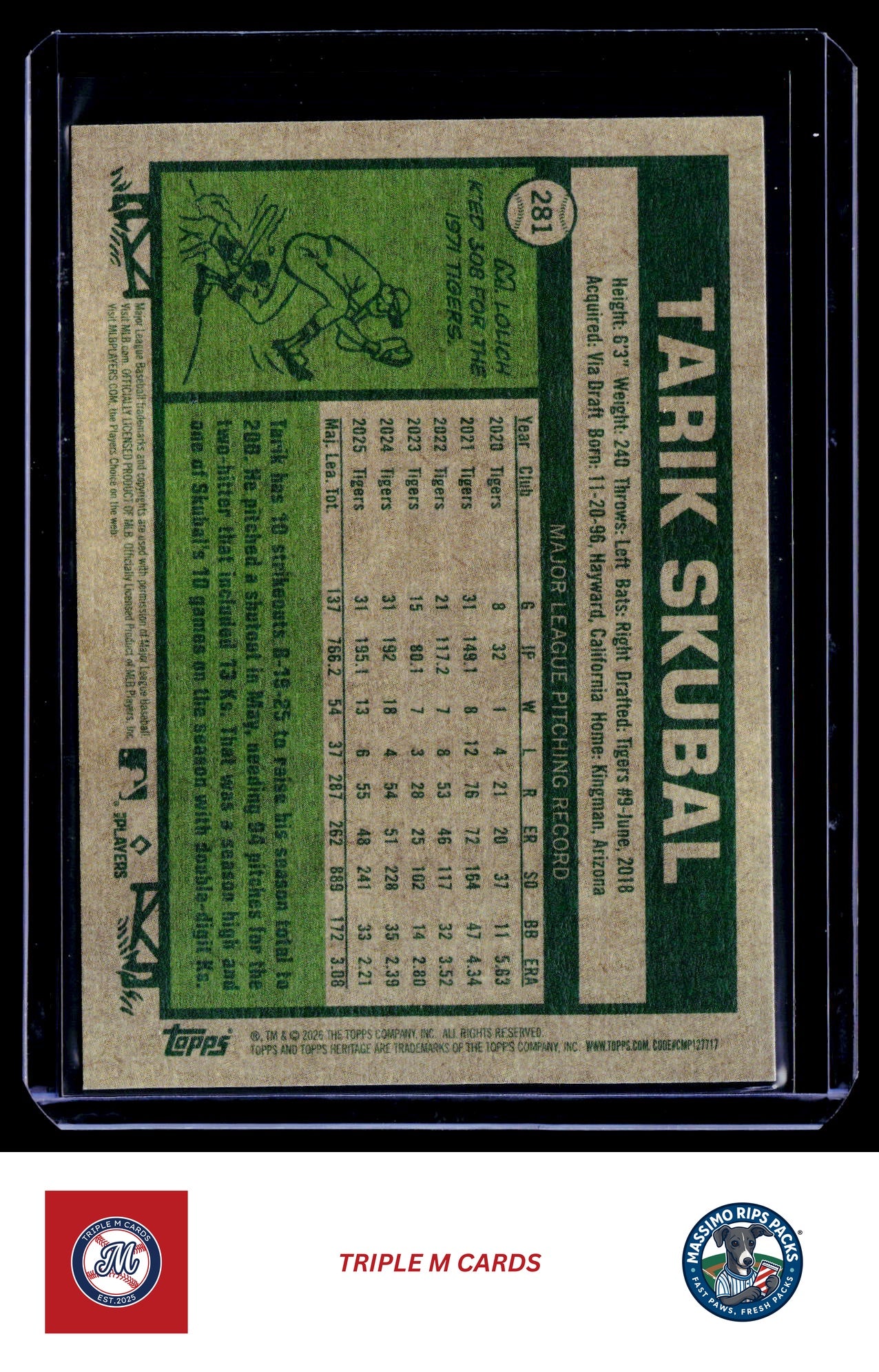 2026 Topps Heritage #281 Tarik Skubal