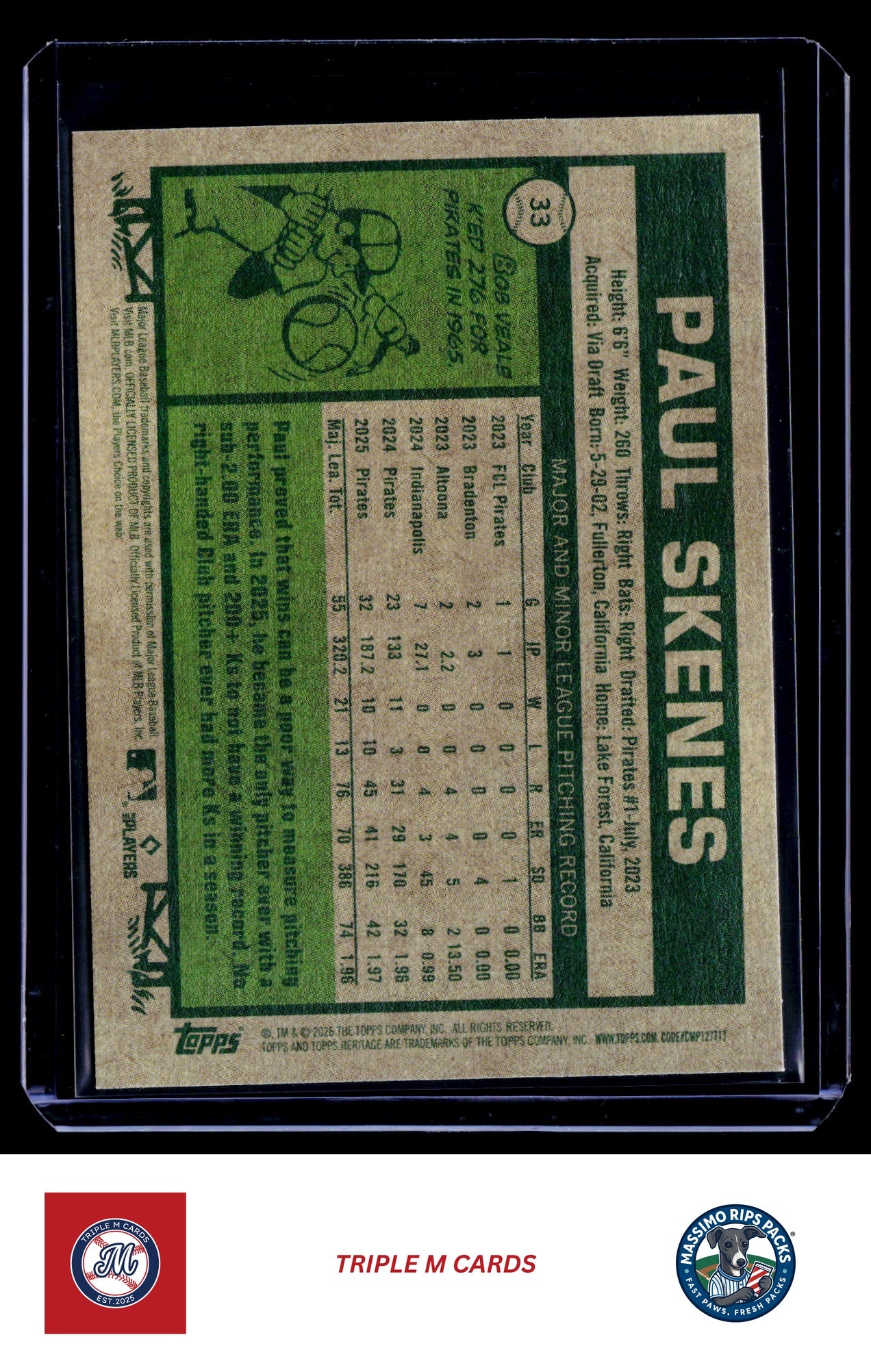 2026 Topps Heritage #33 Paul Skenes