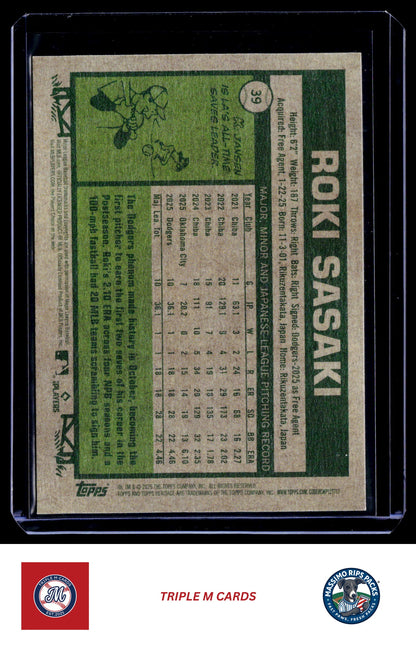 2026 Topps Heritage #39 Roki Sasaki