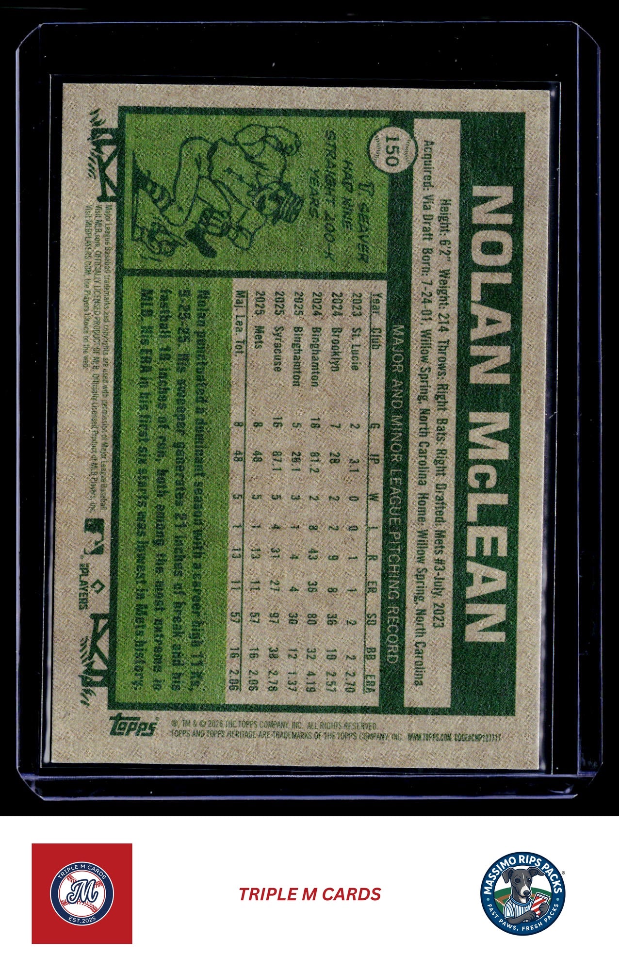 2026 Topps Heritage #150 Nolan McLean