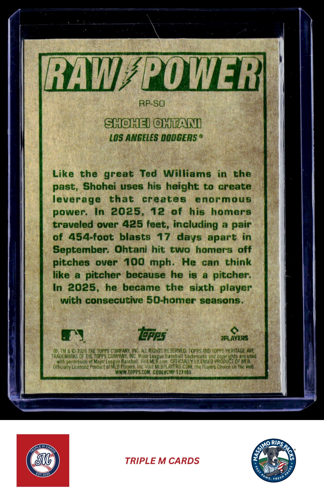 2026 Topps Heritage #RP-SO Shohei Ohtani Raw Power