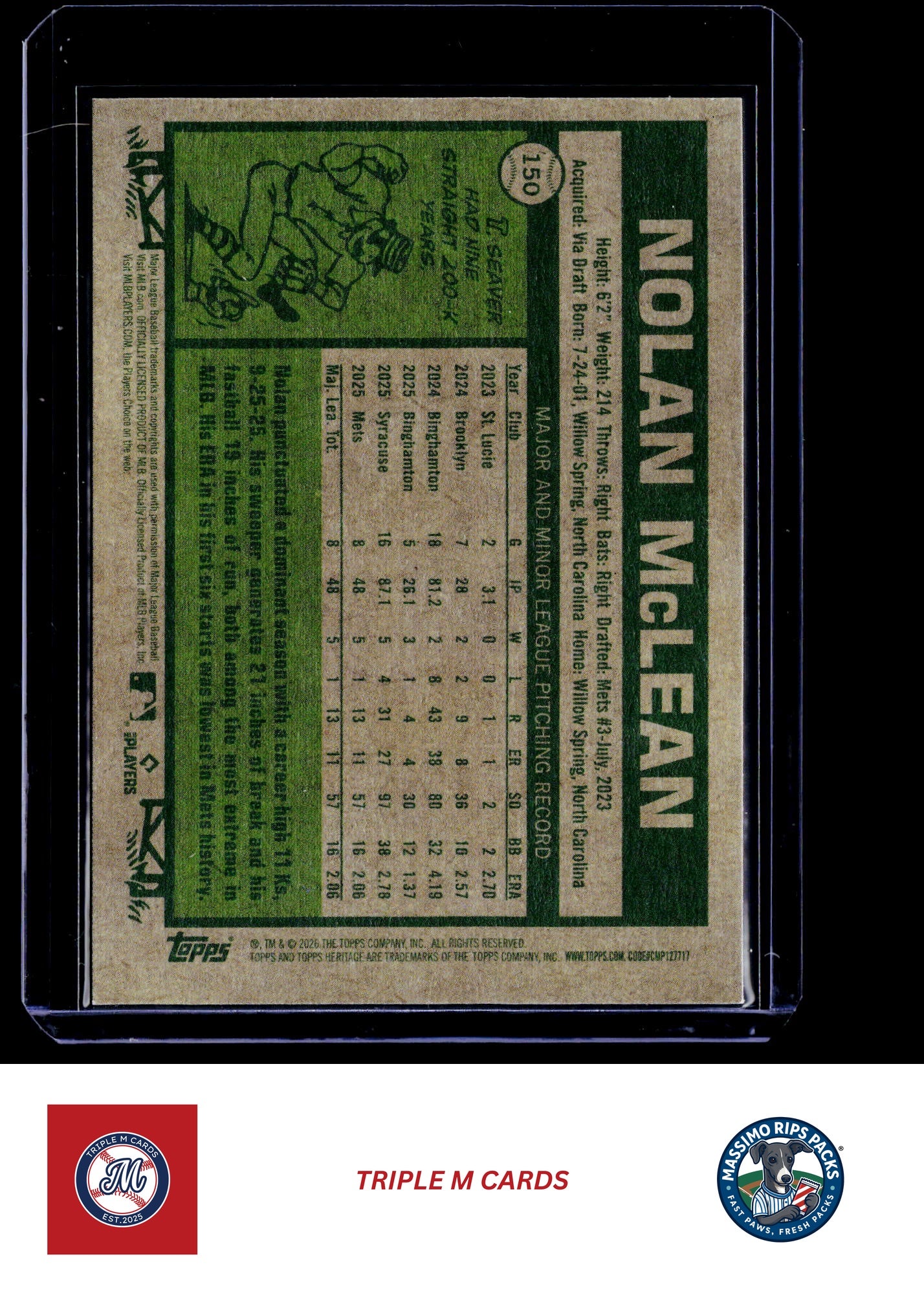 2026 Topps Heritage #150 Nolan McLean