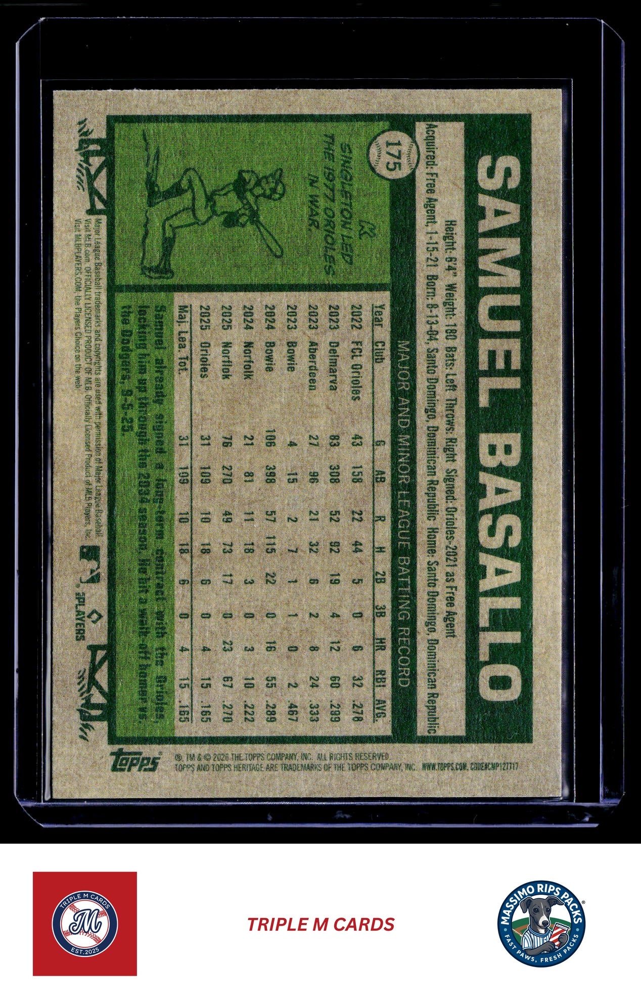 2026 Topps Heritage #175 Samuel Basallo