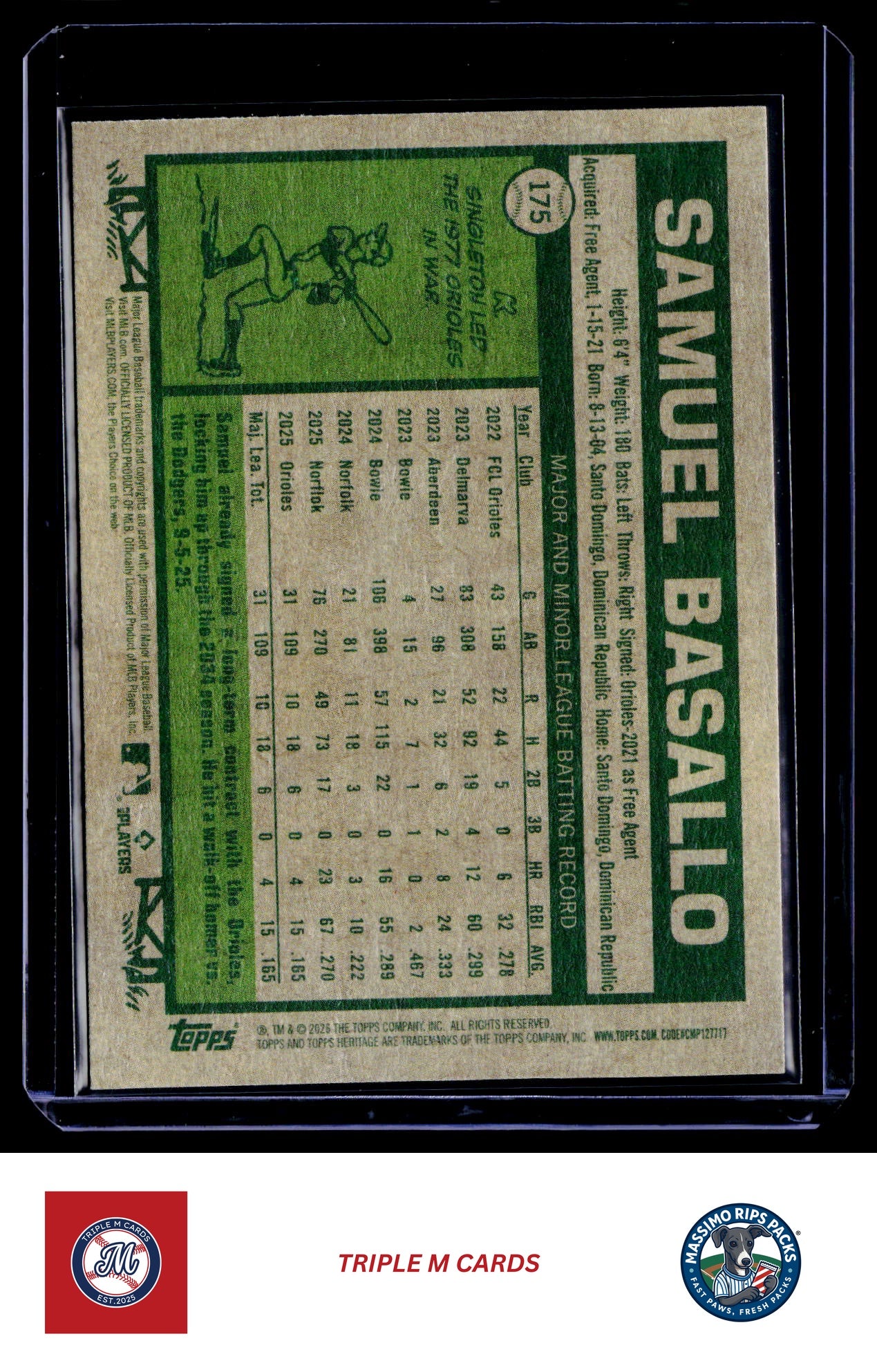 2026 Topps Heritage #175 Samuel Basallo