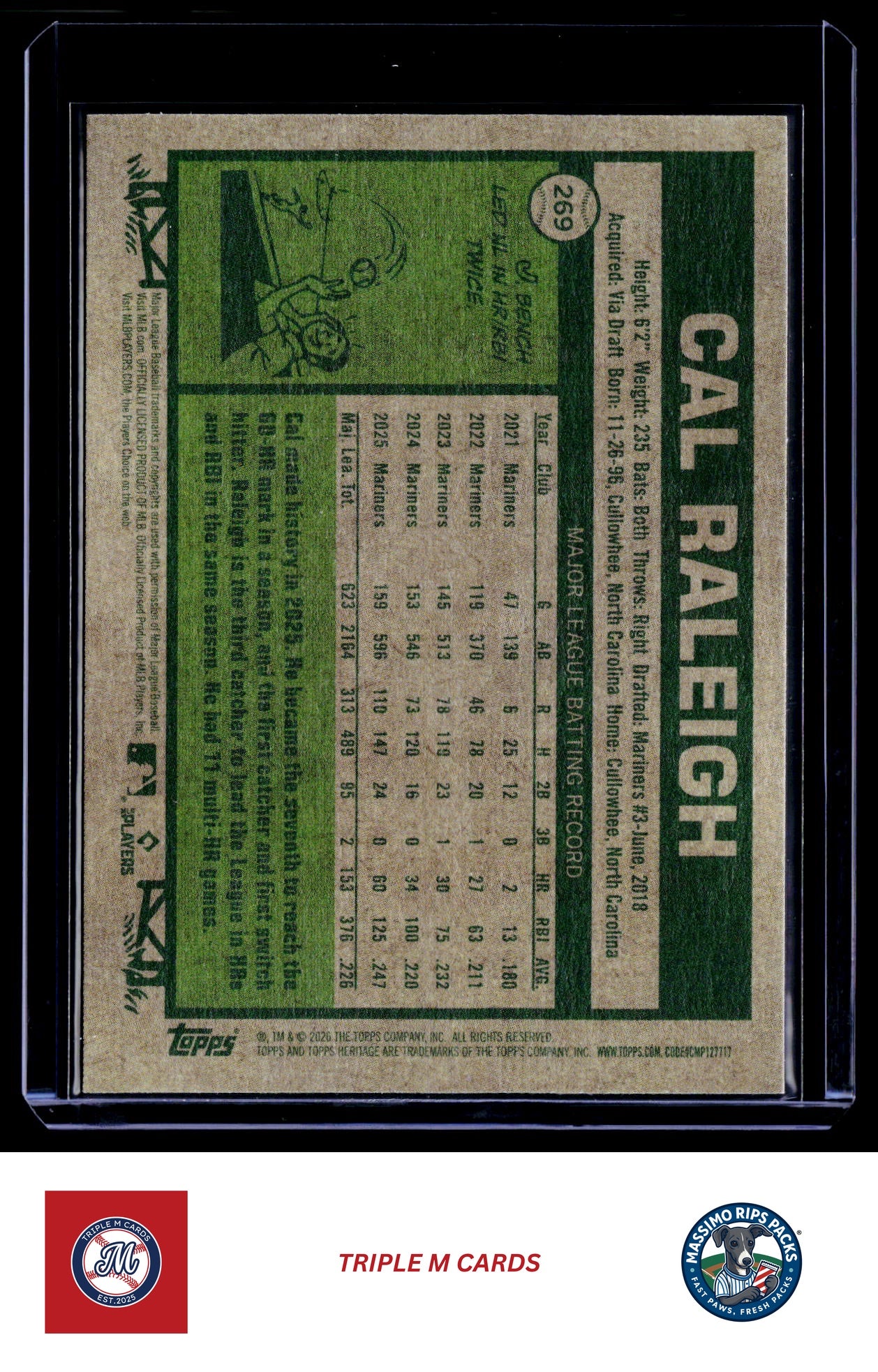 2026 Topps Heritage #269 Cal Raleigh