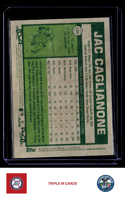 2026 Topps Heritage #136 Jac Caglianone