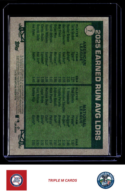 2026 Topps Heritage #7 2025 ERA Leaders (Tarik Skubal / Paul Skenes)