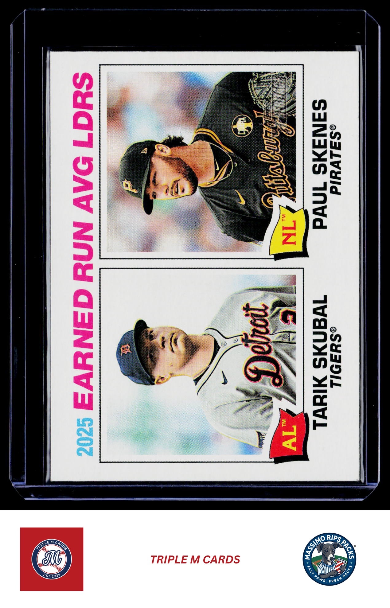 2026 Topps Heritage #7 2025 ERA Leaders (Tarik Skubal / Paul Skenes)