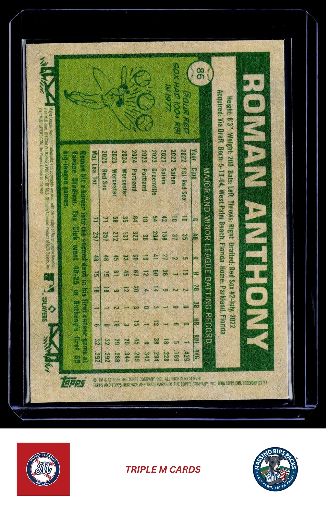 2026 Topps Heritage #86 Roman Anthony