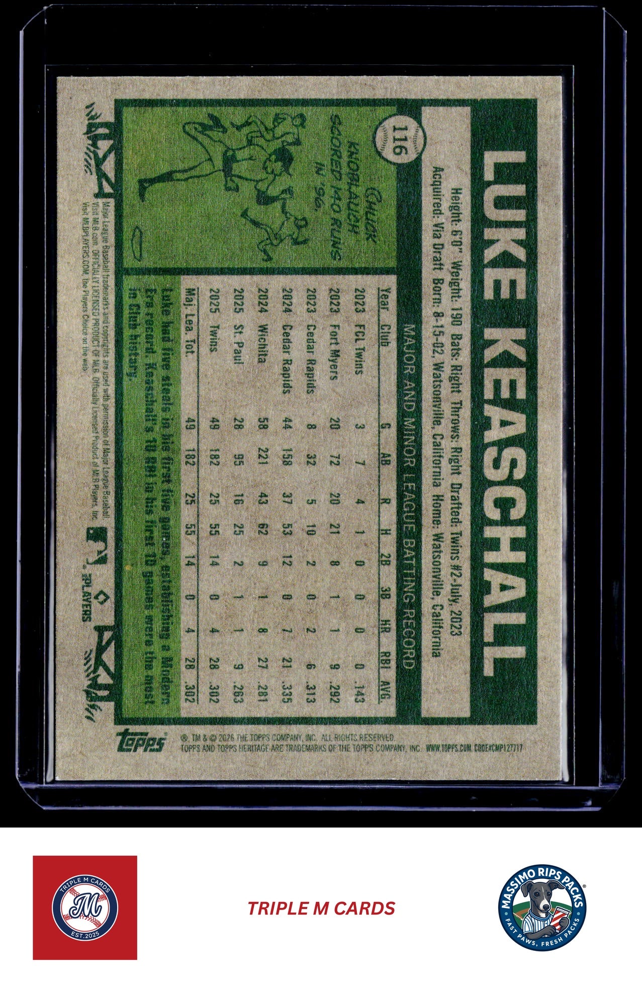 2026 Topps Heritage #116 Luke Keaschall