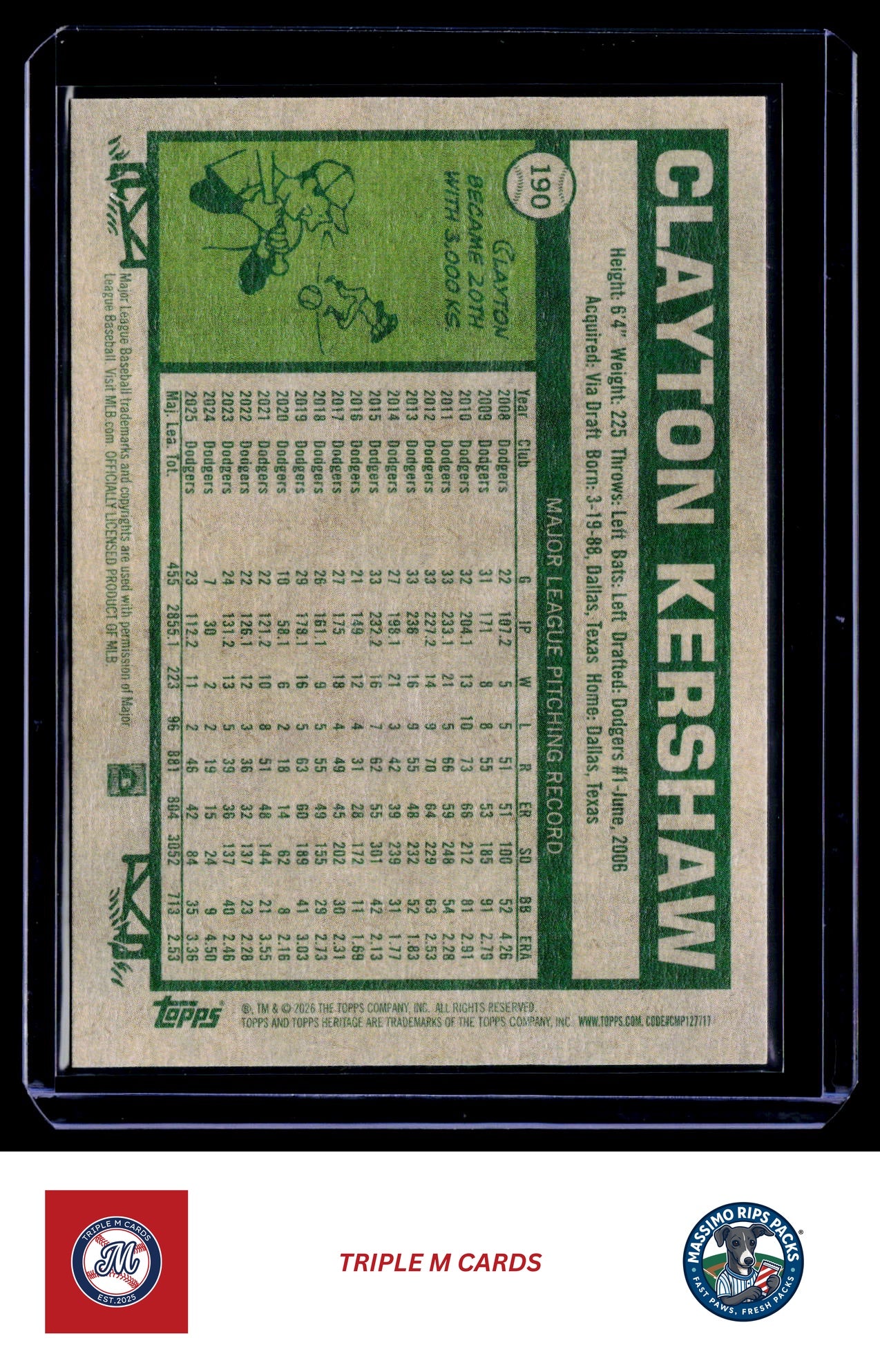 2026 Topps Heritage #190 Clayton Kershaw