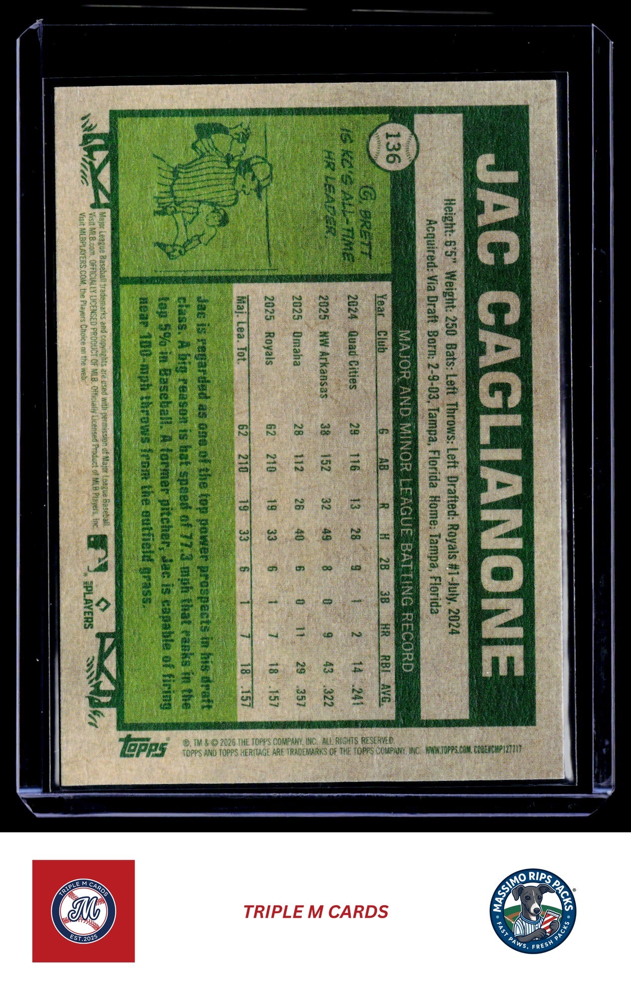 2026 Topps Heritage #136 Jac Caglianone