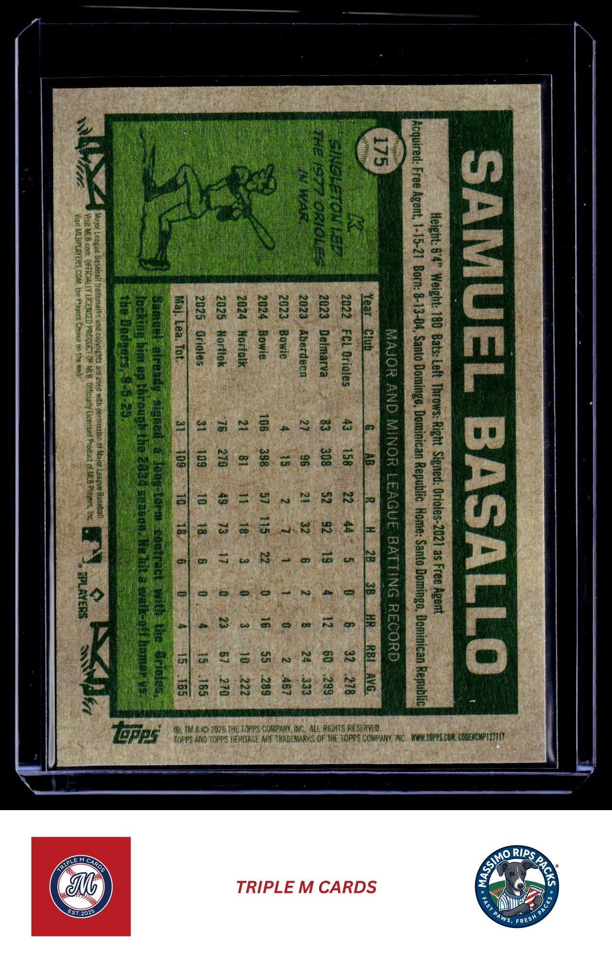 2026 Topps Heritage #175 Samuel Basallo