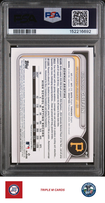 2024 Bowman Draft #BD22 Konnor Griffin PSA 10