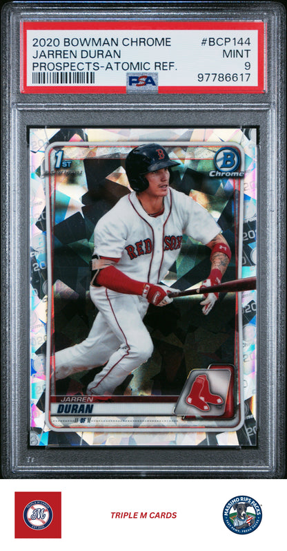2020 Bowman Chrome Prospects #BCP144 Jarren Duran Prospects-Atomic Ref. PSA 9