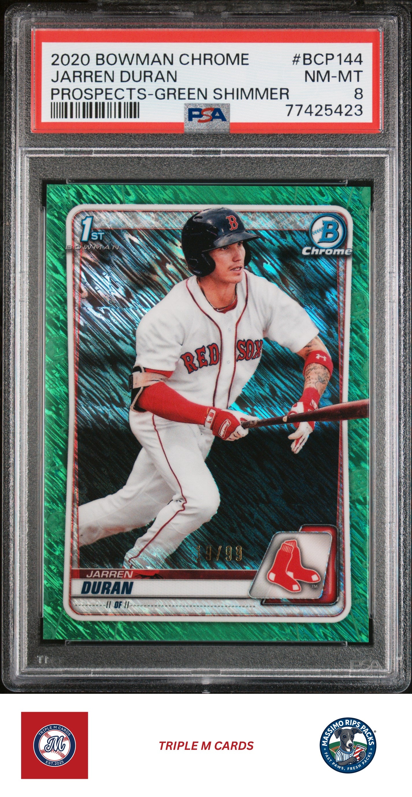 2020 Bowman #BCP-144 Jarren Duran PSA 8