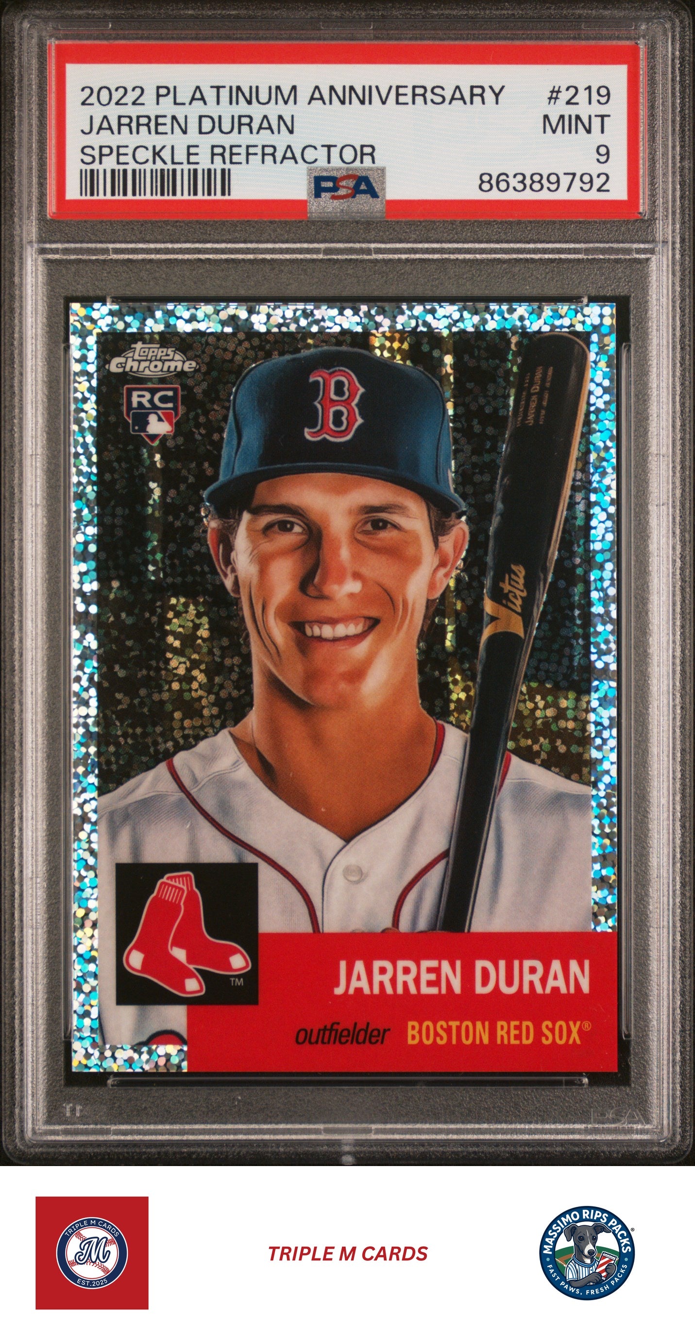 2022 Topps Chrome Platinum Anniversary #219 Jarren Duran PSA 9