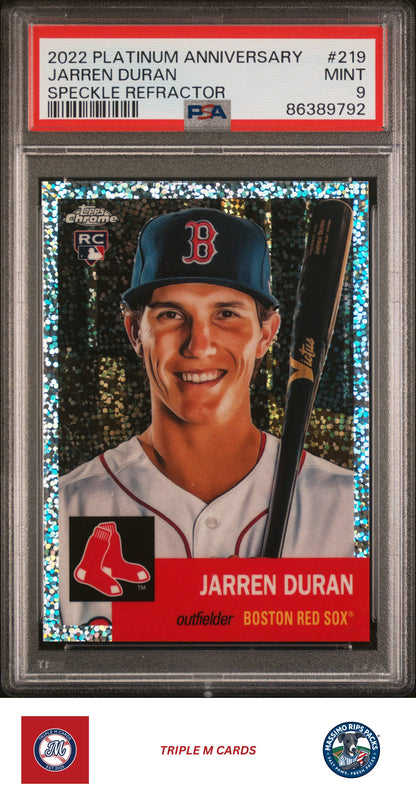 2022 Topps Chrome Platinum Anniversary #219 Jarren Duran PSA 9