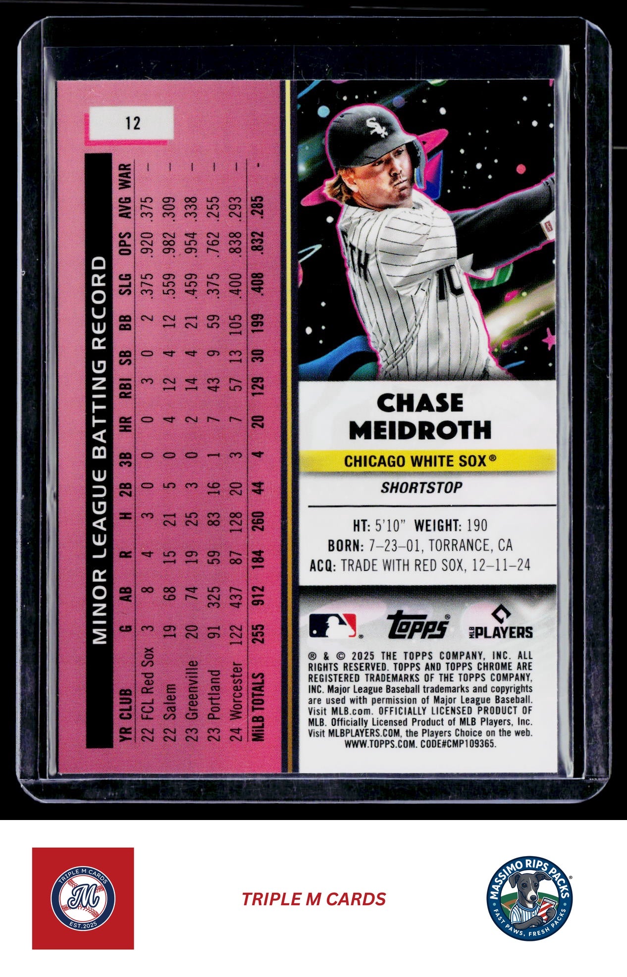 2025 Topps Chrome Cosmic #12 Chase Meidroth Aqua Equinox Refractor #/199