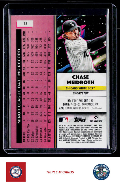 2025 Topps Chrome Cosmic #12 Chase Meidroth Aqua Equinox Refractor #/199