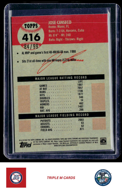 2022 Topps Chrome Platinum Anniversary #416 Jose Canseco
