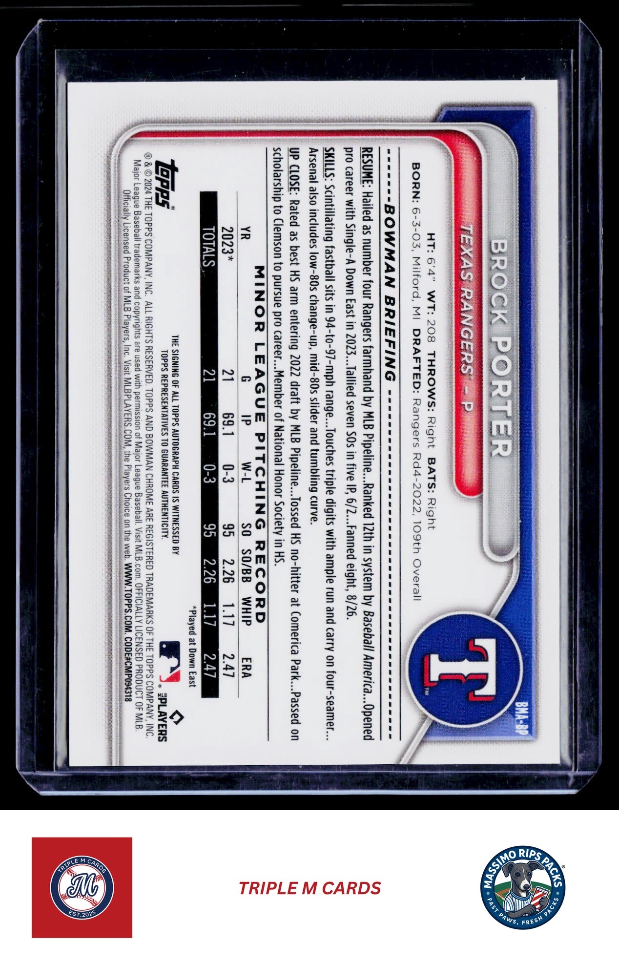 2024 Bowman Chrome #BMA-BP Brock Porter