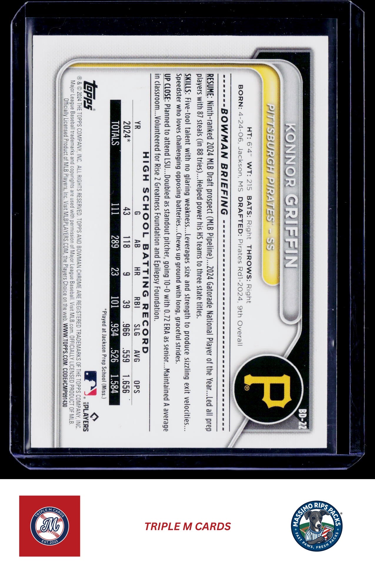 2024 Bowman Draft #BDC-22 Konnor Griffin Chrome