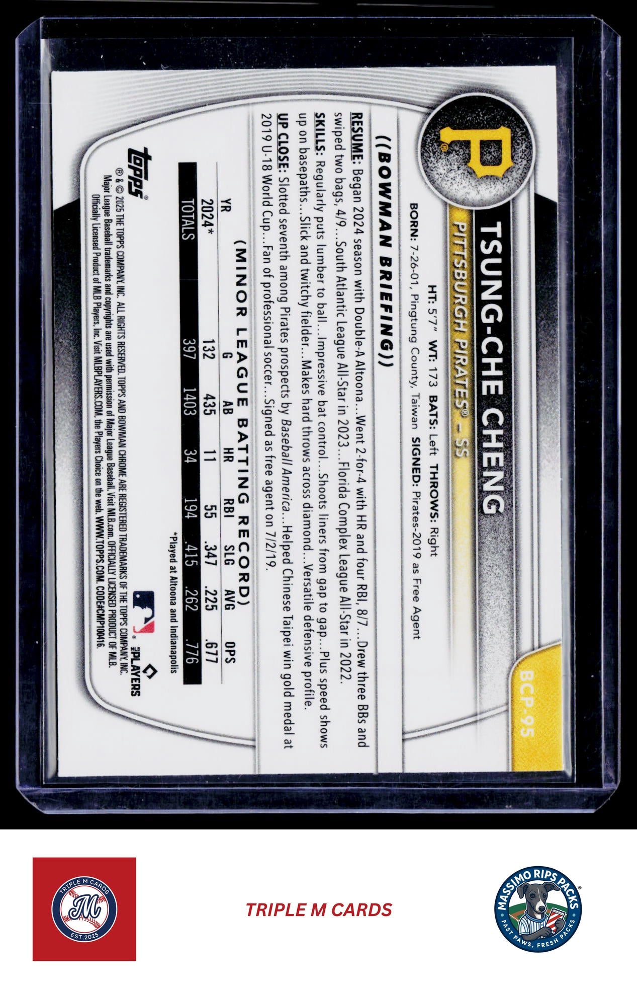 2025 Bowman #BCP-95 Tsung-Che Cheng Chrome Prospects Lava Refractor #/399
