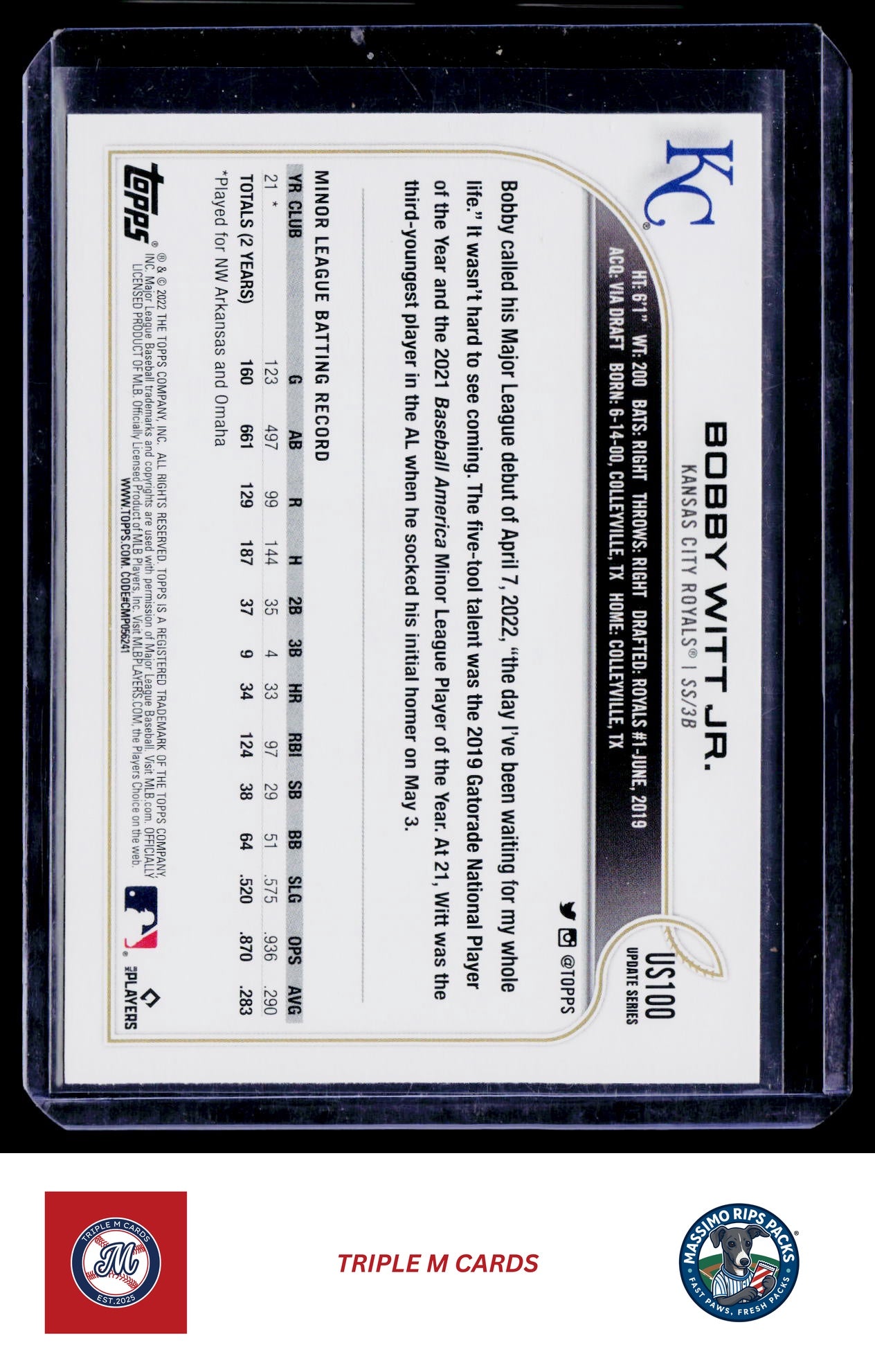 2022 Topps Update #US100 Bobby Witt Jr.