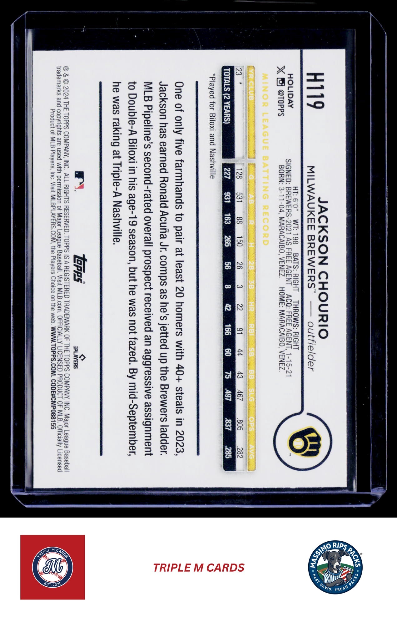2024 Topps Holiday #H119 Jackson Chourio
