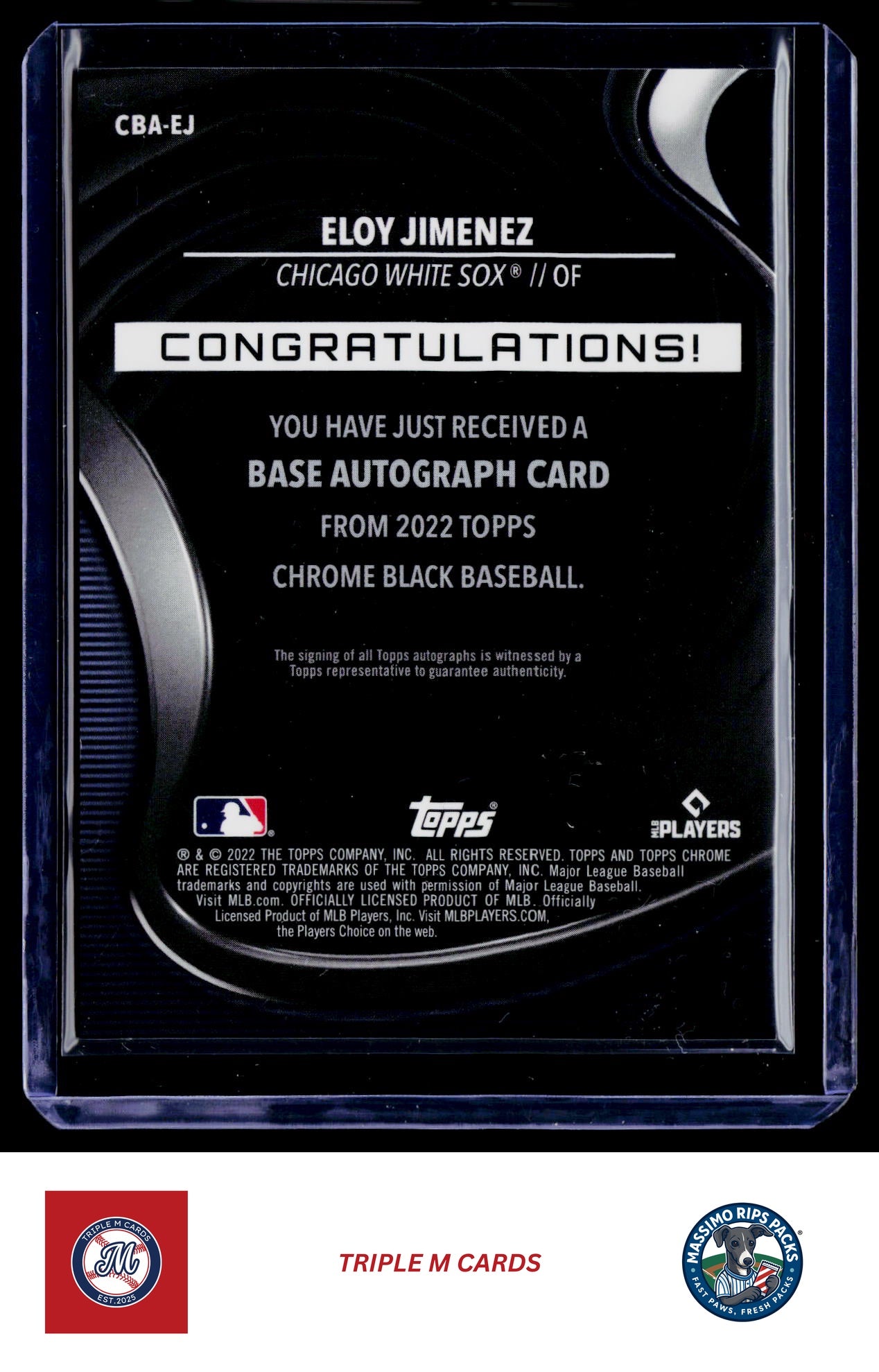 2021 Topps Chrome Black #CBA-EJ Eloy Jimenez Autographs Gold #/50