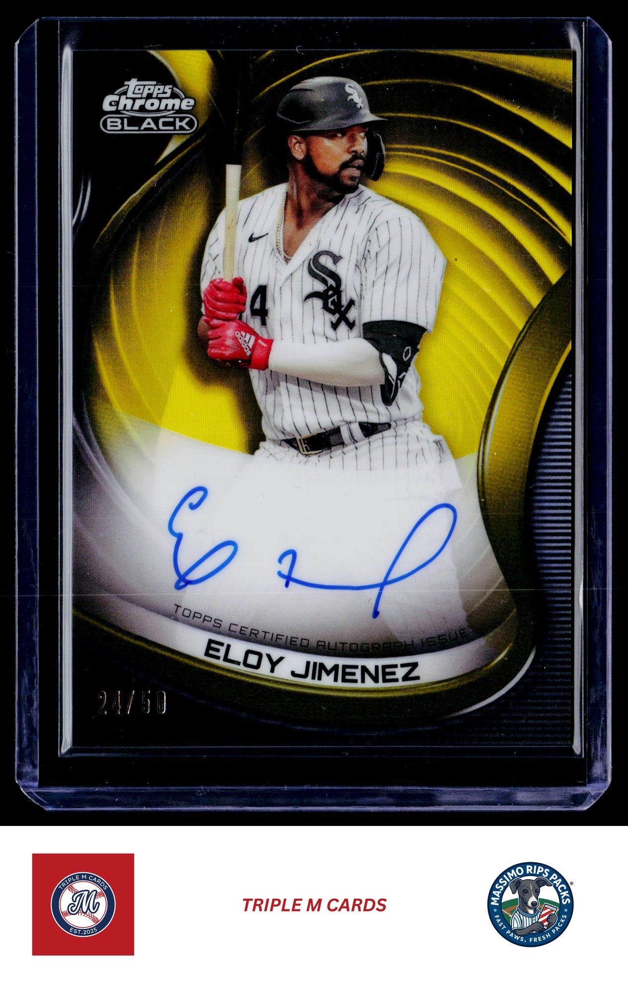2021 Topps Chrome Black #CBA-EJ Eloy Jimenez Autographs Gold #/50