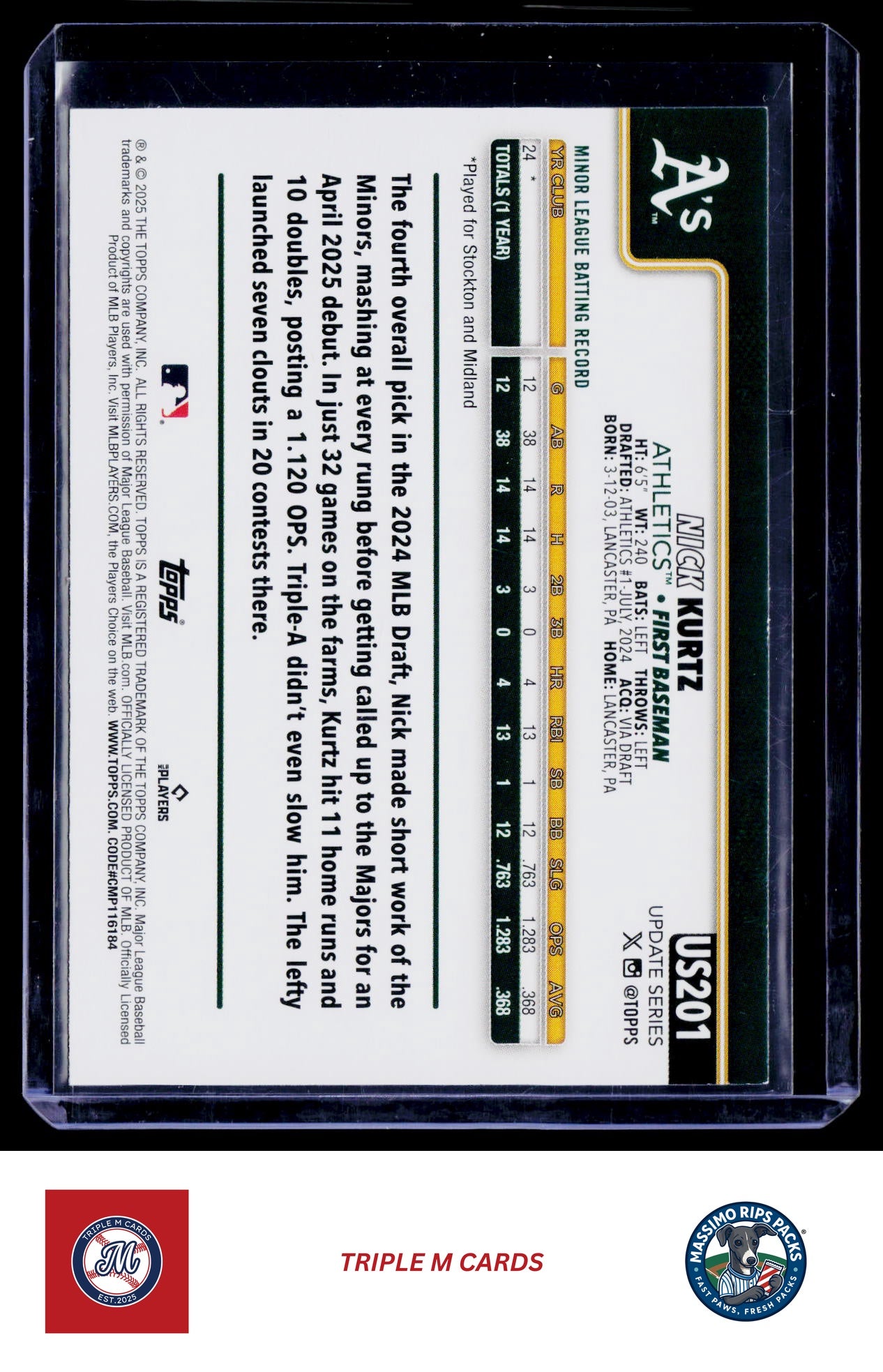2025 Topps Update #US201 Nick Kurtz