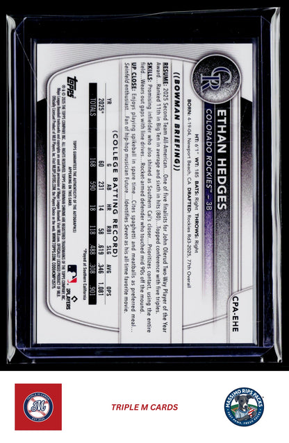 2025 Bowman Draft #CPA-EHE Ethan Hedges