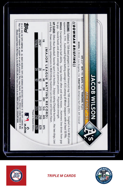 2025 Bowman #9 Jacob Wilson