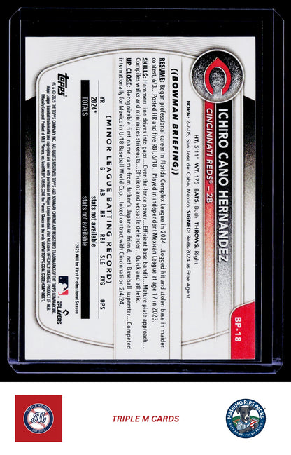 2025 Bowman #BP-18 Ichiro Cano Hernandez Prospects