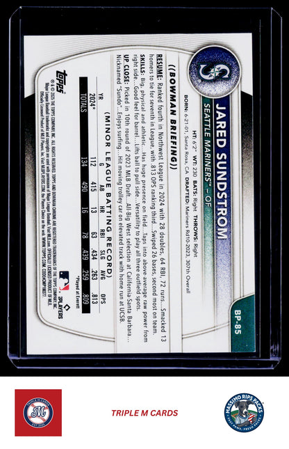 2025 Bowman #BP-85 Jared Sundstrom Prospects