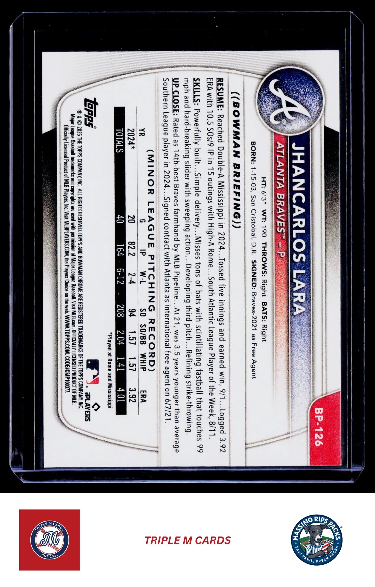 2025 Bowman #BP-126 Jhancarlos Lara Prospects